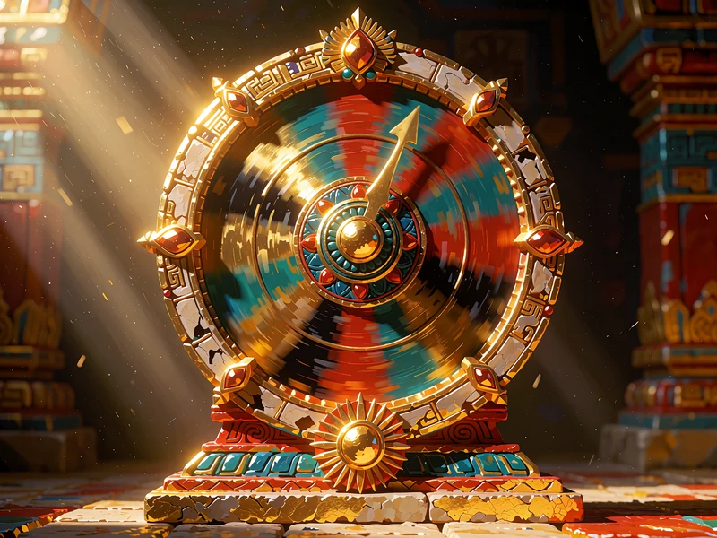 Złocone koło fortuny na kamiennym cokole - sekcja teleturniej&oacute;w game shows w Sankra Casino